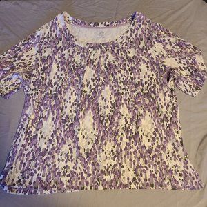 Apt. 9, Short sleeve shirt, purple and white, 3x
